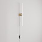 Lamp with plug, metal design and linear LED S14d bulb