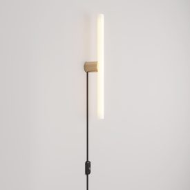 Lamp with plug, metal design and linear LED S14d bulb
