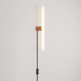 Lamp with plug, metal design and linear LED S14d bulb