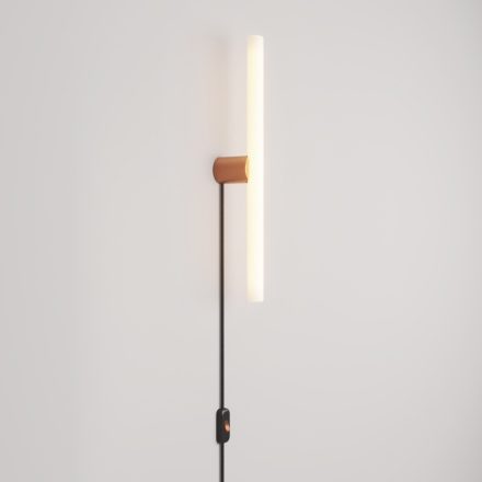 Lamp with plug, metal design and linear LED S14d bulb