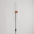 Lamp with plug, metal design and linear LED S14d bulb