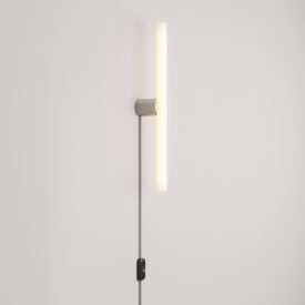 Lamp with plug, metal design and linear LED S14d bulb