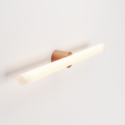 Metal lamp for wall or ceiling mounting, with linear LED S14d bulb