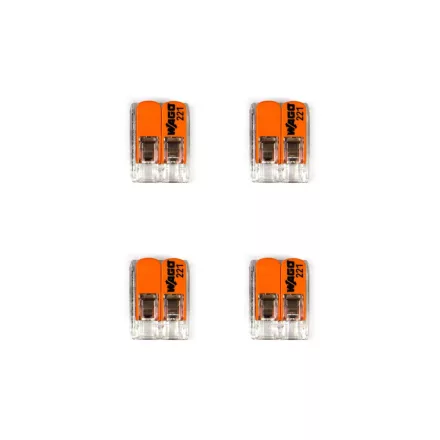 WAGO connector set, compatible with 2x cables, for 1-hole mini ceiling rosette with switch