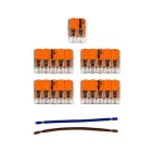 WAGO connector set, compatible with 2x cables, for 6-hole ceiling rosettes
