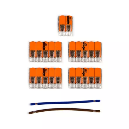 WAGO connector set, compatible with 2x cables, for 6-hole ceiling rosettes