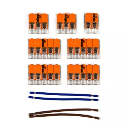 WAGO connector set, compatible with 2x cables, for 8-hole ceiling rosettes