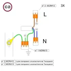 WAGO connector set, compatible with 3x cables, for 1-hole ceiling rosette