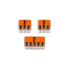 WAGO connector set, compatible with 3x cables, for 2-hole ceiling rosettes