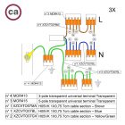 WAGO connector set, compatible with 3x cables, for 5-hole ceiling rosettes