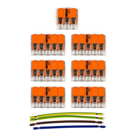  WAGO connection set compatible with 3x cables for 7-hole ceiling rose