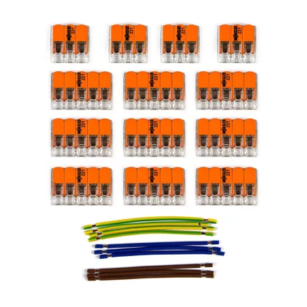 WAGO connector set, compatible with 3x cables, for 11-hole ceiling rosette