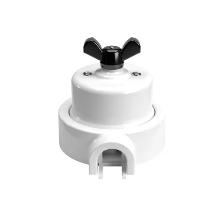 Switch/deflector set with butterfly nut and base for Creative-Tubes white porcelain