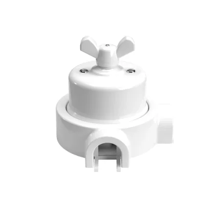 Switch/deflector set with butterfly nut and base for Creative-Tubes white porcelain
