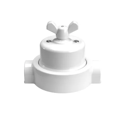 Switch/deflector set with butterfly nut and base for Creative-Tubes white porcelain