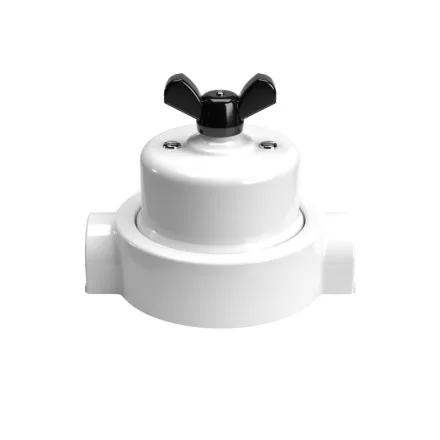 Switch/deflector set with butterfly nut and base for Creative-Tubes white porcelain