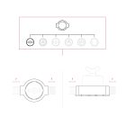 Switch/diverter set with butterfly nut and base for Creative-Tubes, black porcelain