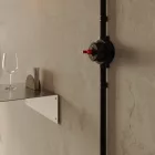 Switch/diverter set with butterfly nut and base for Creative-Tubes, black porcelain