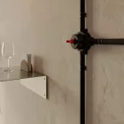 Switch/diverter set with butterfly nut and base for Creative-Tubes, black porcelain