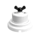 Switch/diverter set with white porcelain butterfly nut and base