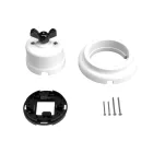 Switch/diverter set with white porcelain butterfly nut and base