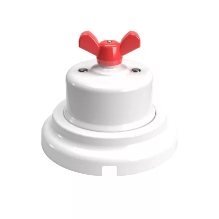 Switch/diverter set with white porcelain butterfly nut and base