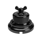 Switch/dimmer set with butterfly nut and black porcelain base