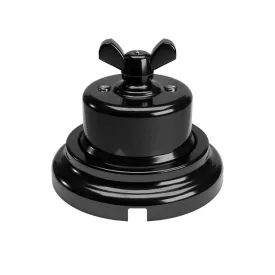   Switch/dimmer set with butterfly nut and black porcelain base
