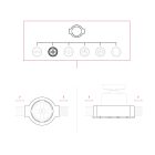 Switch/deflector set with button and base for Creative-Tubes, black porcelain