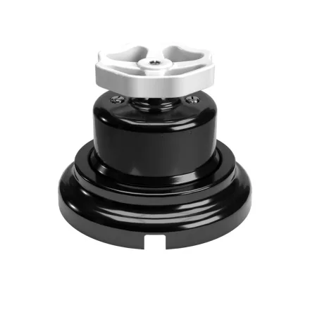 Switch/diverter set with black porcelain knob and base