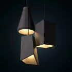 Prisma cement lampshade for hanging, with cable clamp and E27 socket
