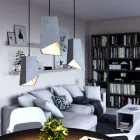 Prisma cement lampshade for hanging, with cable clamp and E27 socket