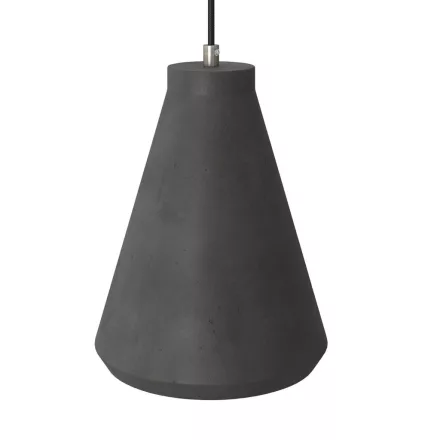 Funnel-shaped cement lampshade for hanging, with cable clamp and E27 lamp holder