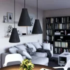 Funnel-shaped cement lampshade for hanging, with cable clamp and E27 lamp holder