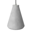 Funnel-shaped cement lampshade for hanging, with cable clamp and E27 lamp holder