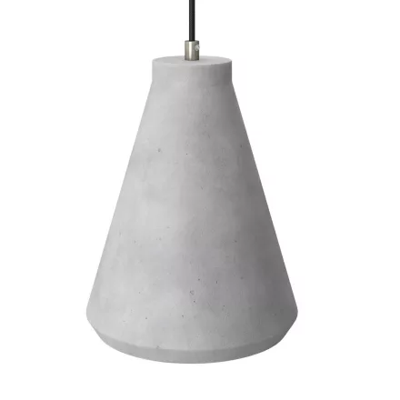 Funnel-shaped cement lampshade for hanging, with cable clamp and E27 lamp holder