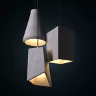 Funnel-shaped cement lampshade for hanging, with cable clamp and E27 lamp holder