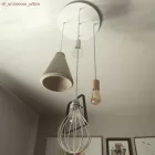 Funnel-shaped cement lampshade for hanging, with cable clamp and E27 lamp holder