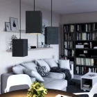 Checkered cement lampshade for hanging, with cable clamp and E27 lamp socket