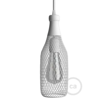 Bottle-shaped metal lampshade with bare bulb cover Magnum
