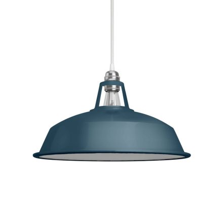  Dockyard Lampshade made of Enamelled Metal, with E27 Fixture, 38 cm Diameter Petrol Blue