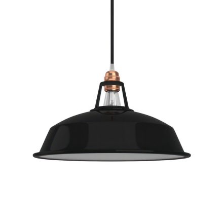  Dockyard Lampshade made of Enamelled Metal, with E27 Fixture, 38 cm Diameter Black