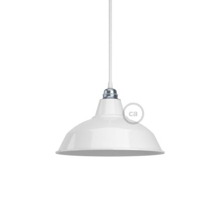 Bistrot lampshade in polished metal, with E27 socket, 30 cm diameter