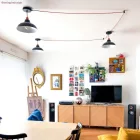 Bistrot lampshade in polished metal, with E27 socket, 30 cm diameter