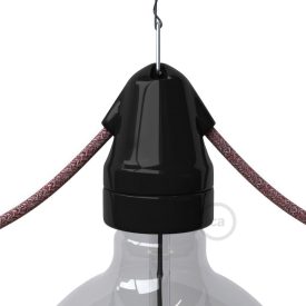  Vintage double-entry porcelain E27 lamp holder set