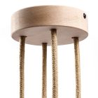 Cylindrical wooden 4-hole ceiling rosette set