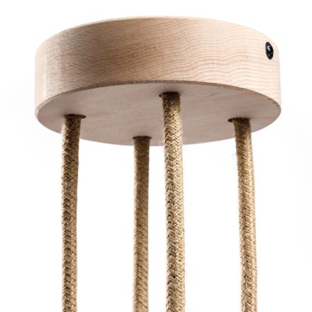 Cylindrical wooden 4-hole ceiling rosette set