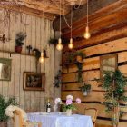 Cylindrical wooden 4-hole ceiling rosette set