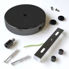 Cylindrical metal 1 central hole + 2 side holes ceiling rosette set