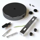 Cylindrical metal 1 central hole + 2 side holes ceiling rosette set